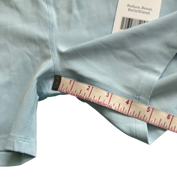Girlfriend Collective XL High-Waisted Bike Shorts In Light Blue womens new - Picture 5 of 8